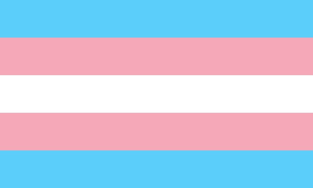 Transgender Pride Flag of blue, pink, and white stripes