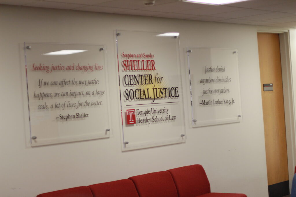 Sheller Center Sign in Klein Hall